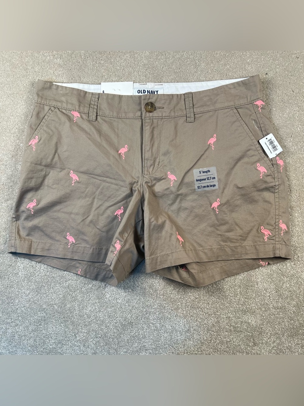 Old Navy Shorts Tan Khaki Flamingo NWT Cotton Women's 6